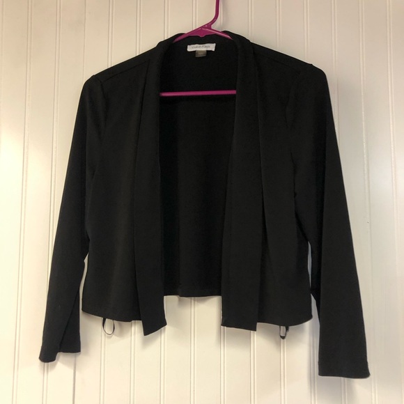 Calvin Klein Black Open Front Shrug Cardigan Large Lightweight - Picture 1 of 3